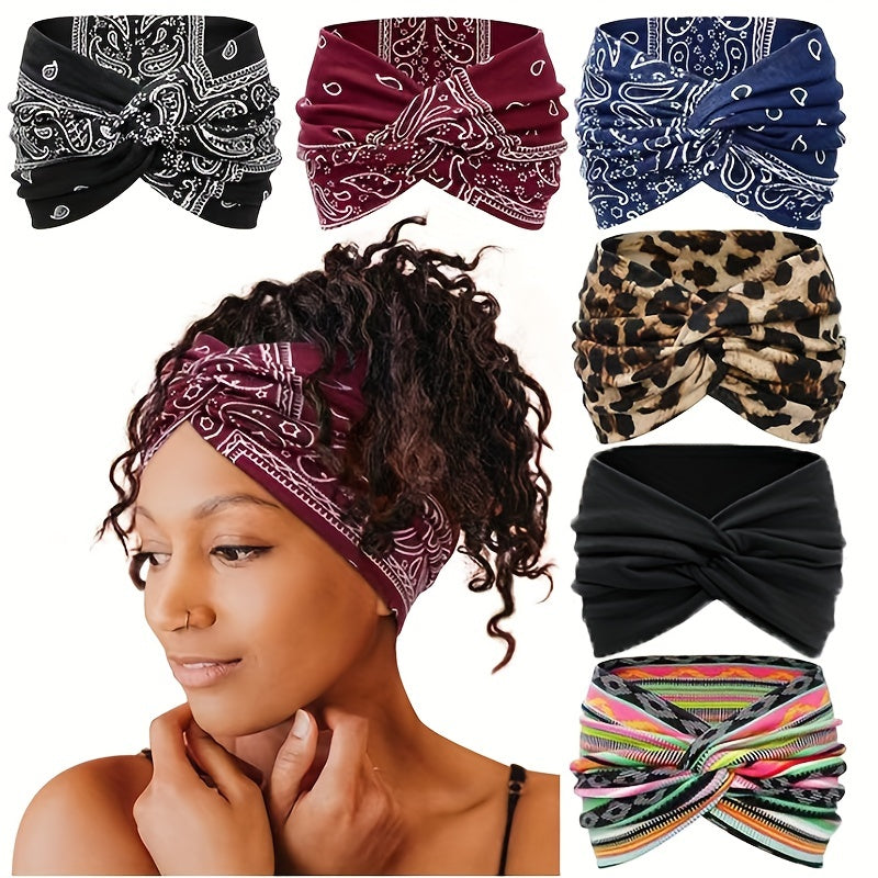 1pc Boho Headband Sports Yoga Bandana Sweatband Stretchy Bandana Hair Accessories For Female Women