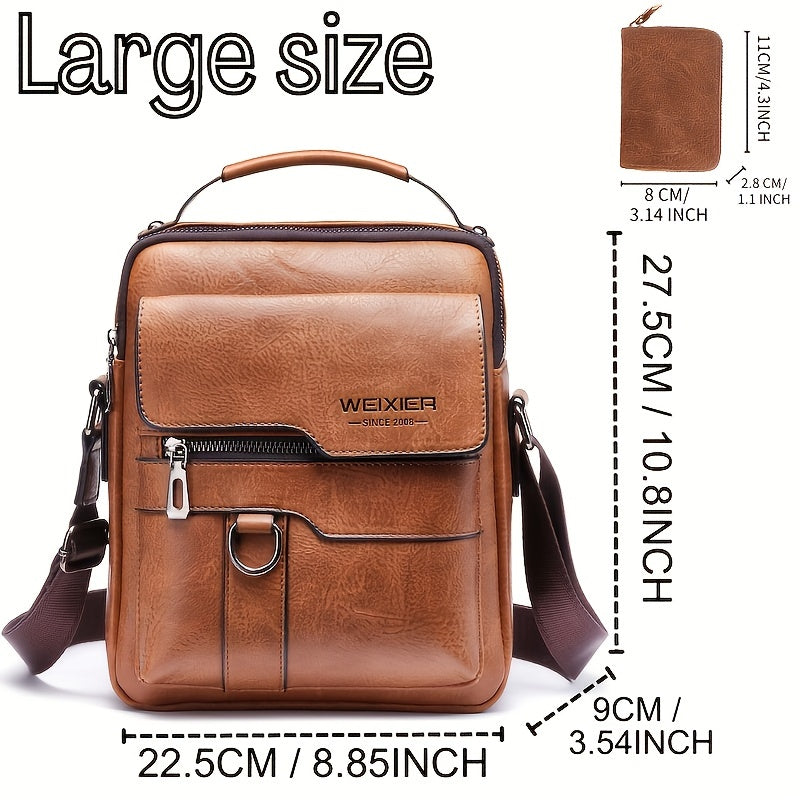 2pcs WEIXIER New Shoulder Bag Messenger Bag Handbag Casual New Product With Card Bag PU Material With Card Holder Wallet
