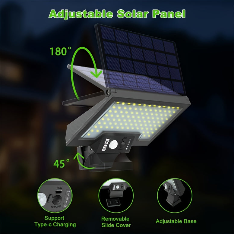 1pc2pcs 108LED 2400lm Led Solar Motion Sensor Light Outdoor Adjustable Solar Security LED Flood Light USB Charging Solar Powered Durable Wall Lights For Patio Yard Pathway Garage