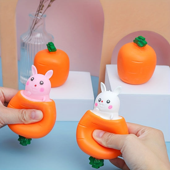 1pc2pcs Funny Squeeze Rabbit Toys Cute Cartoon Creative Stress Reduction Toy Carrot Rabbit Cup Pinch Toy Tricky Funny Small Toys Holiday Party Event Supplies Easter Halloween Thanksgiving Gifts