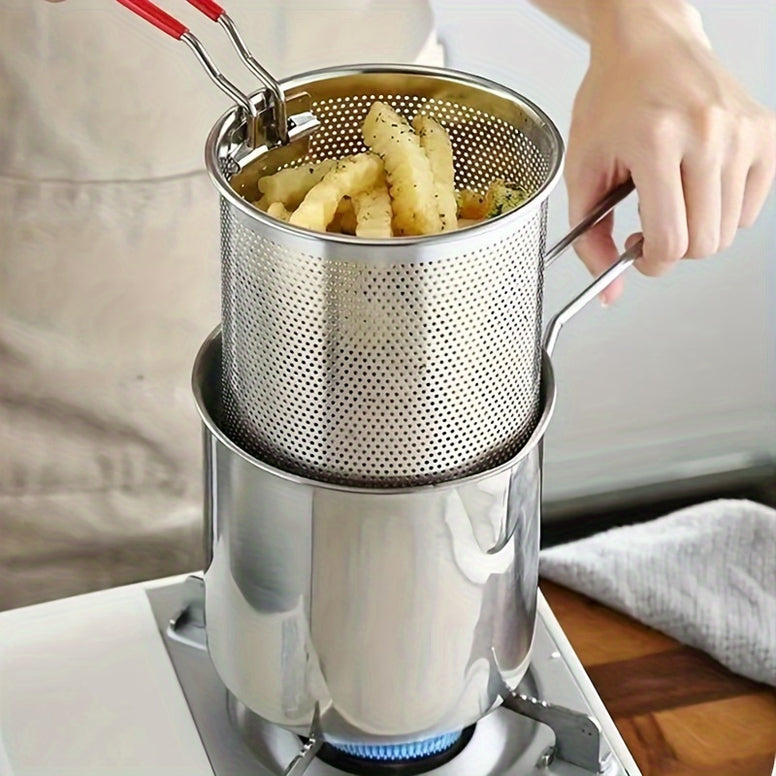 Stainless Steel Mini Deep Fryer with Strainer  12L MultiFunctional OilSaving Pot for Crispy Snacks French Fries  More  Essential Kitchen Gadget