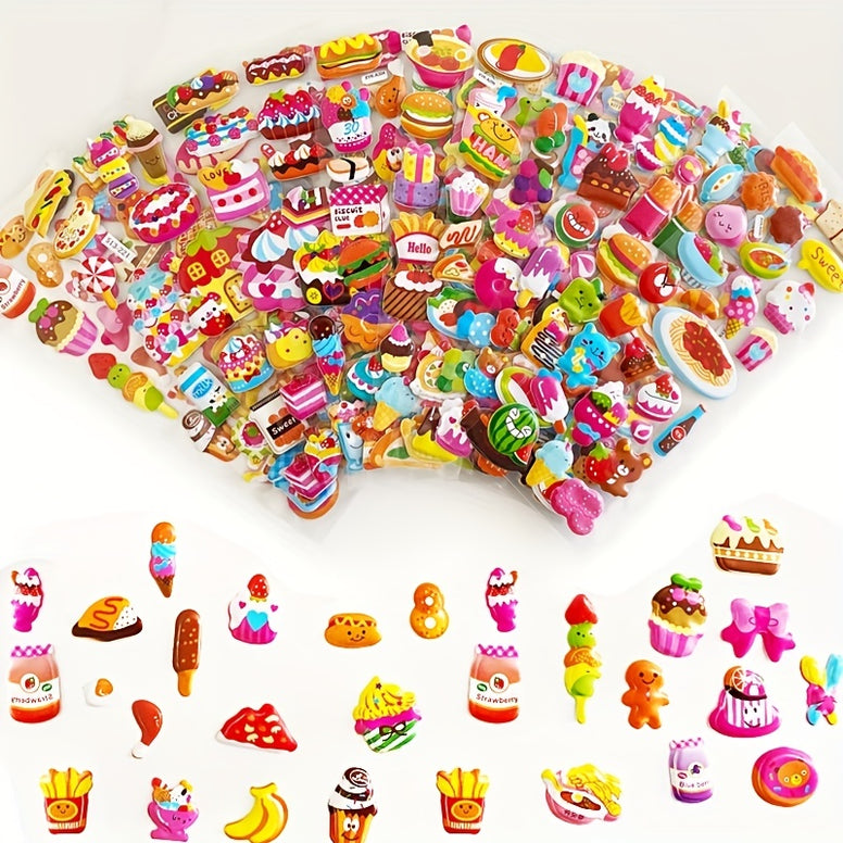 12pcs Delicious Dessert Sticker Crafts And Scrapbooking Stickers Book Student Label Decorative Sticker Kids Toys Puffy Children Stickers Boys Girls Teachers Reward Craft Scrapbook Gift Toys