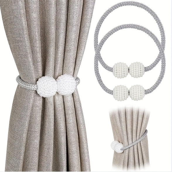 2pcs Delicate Magnetic Curtain Tiebacks With Small Faux Pearl For Bedroom Living Room Home Decor