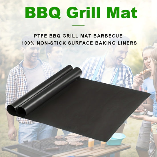 FoodSafe 2Piece Teflon Bbq Grill Mats  High Temp Resistant NonStick Easy Clean  Reusable For Outdoor Camping