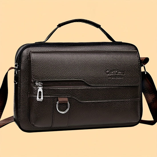 1pc Pebbled Leather Shoulder Bag PU Leather Business Crossbody Bag Lightweight Briefcase