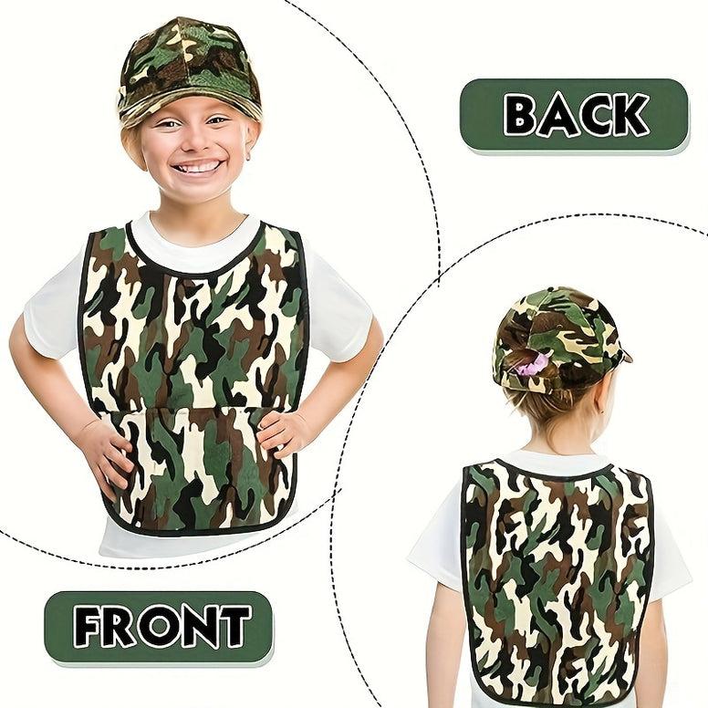 1pc Army Military Suit Fighter Costume Halloween Party Character Dress Up Birthday Gift Camouflage Vest