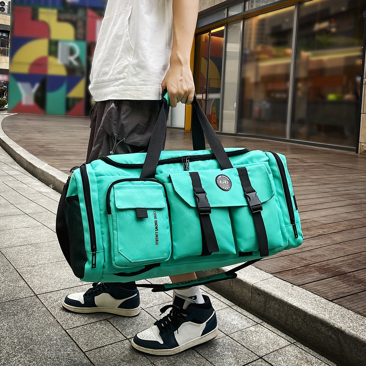 Mens Large Capacity Travel Bag Fitness Bag Sports Handbag Mens Shoulder Duffel Bag Travel Backpack