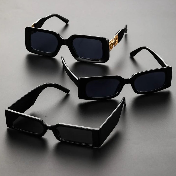 3 Pieces/Set Men's Classic Geometric Small Frame Travel Sunglasses Mixed Decorations