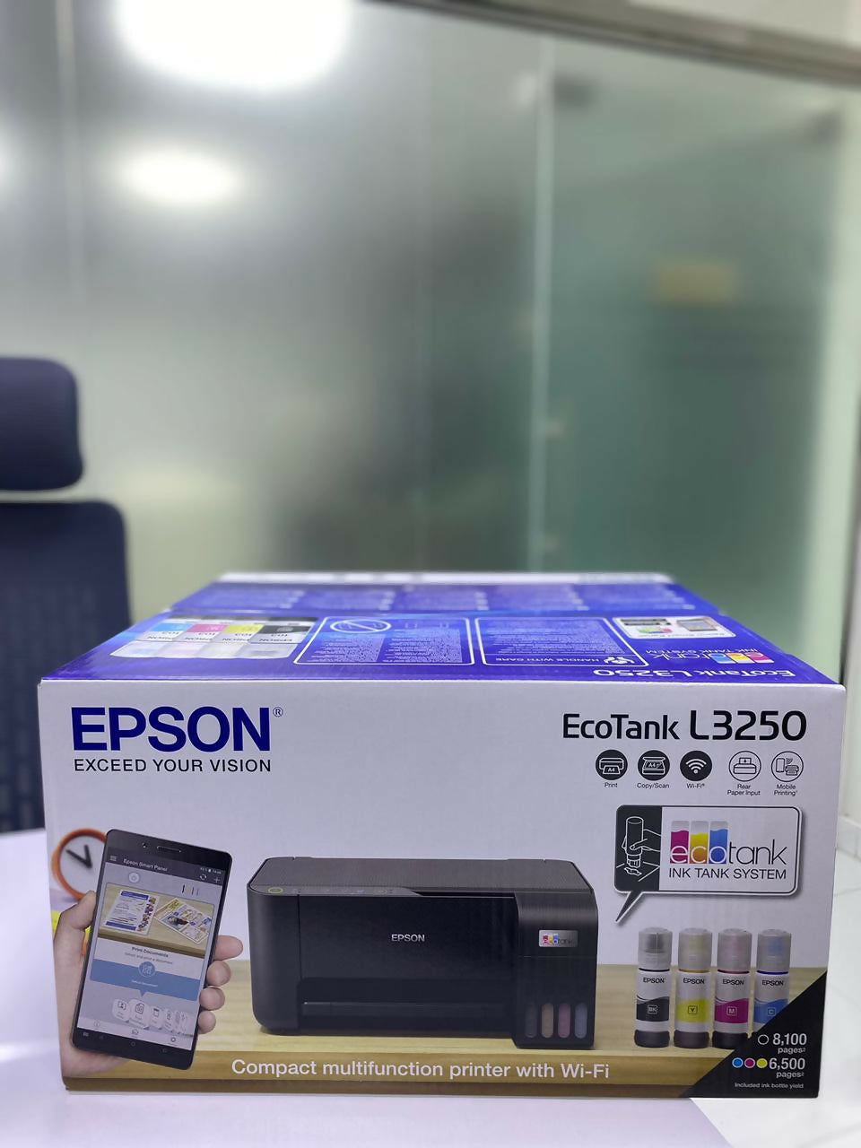 EPSON EcoTank L3250 Home ink tank printer A4| colour, 3-in-1 printer with WiFi and SmartPanel App connectivity