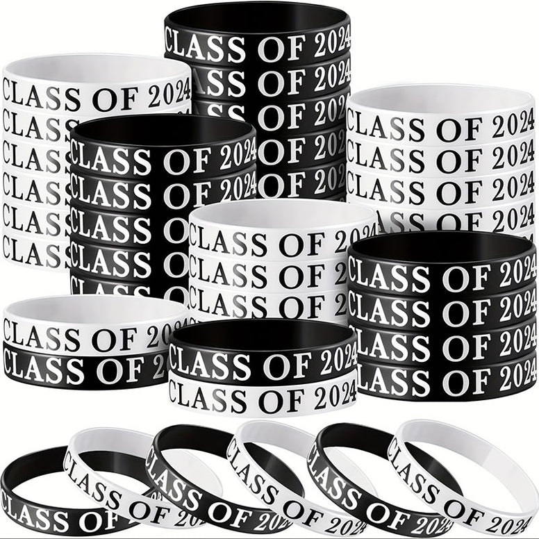 Graduation Silicone Wristbands Class of 2024 Congrats Grad Celebration Bracelets for Students And Teachers