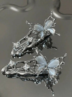 Women's hair clip with butterfly and tooth lining, Y2k metal hair clip for daily use