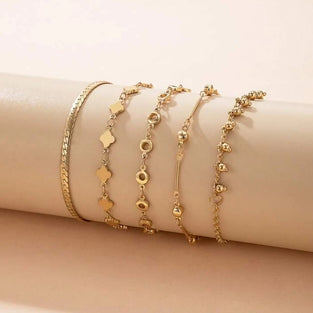 Flower embellished bracelet for women daily decoration 5pcs