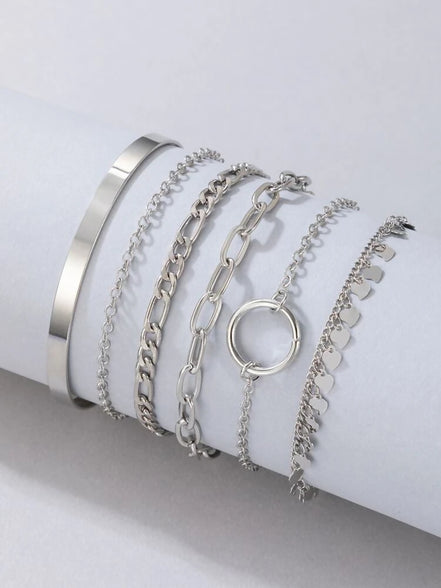 Heart pendant bracelet, 6 pieces
