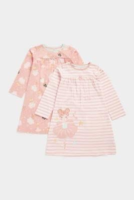 Mothercare Girls EA266 Prett Years Ballerina Nightdresses - 2 Pack