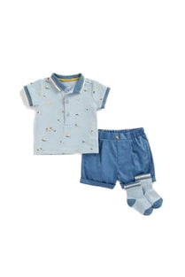 Mothercare Boys EB626 Bsf Ocassion Polo & Short & Socks Set 1-3 Months