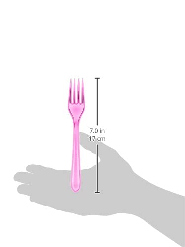 Fun® Heavy-Duty Colour Plastic Fork - Plum Fork Set - Ideal for Eating Salad, Dessert, Appetizer, Fruit Salad, Chinese Food & more - Disposable Cutlery (Pack of 18)