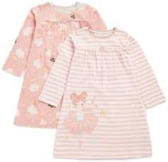 Mothercare Girls EA266 Prett Years Ballerina Nightdresses - 2 Pack