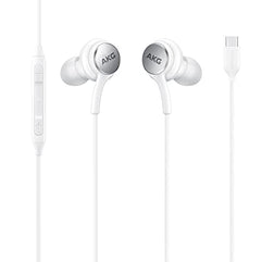 SAMSUNG AKG Earbuds Original USB Type C in-Ear Earbud Headphones with Remote & Mic for Galaxy S23 Ultra, A53 5G, S22, S21 FE, S20, Note 10, 10+, S10 Plus - Braided - Includes Velvet Pouch - White