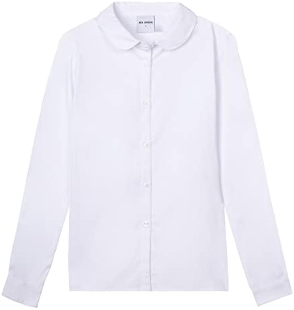 Mud Kingdom Girls Dress Shirts School Uniform with Peter Pan Collar Poplin Long Sleeve