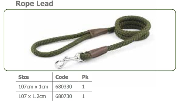 Heritage Nylon Rope Lead Green 1.07m X10mm Sz 1-3