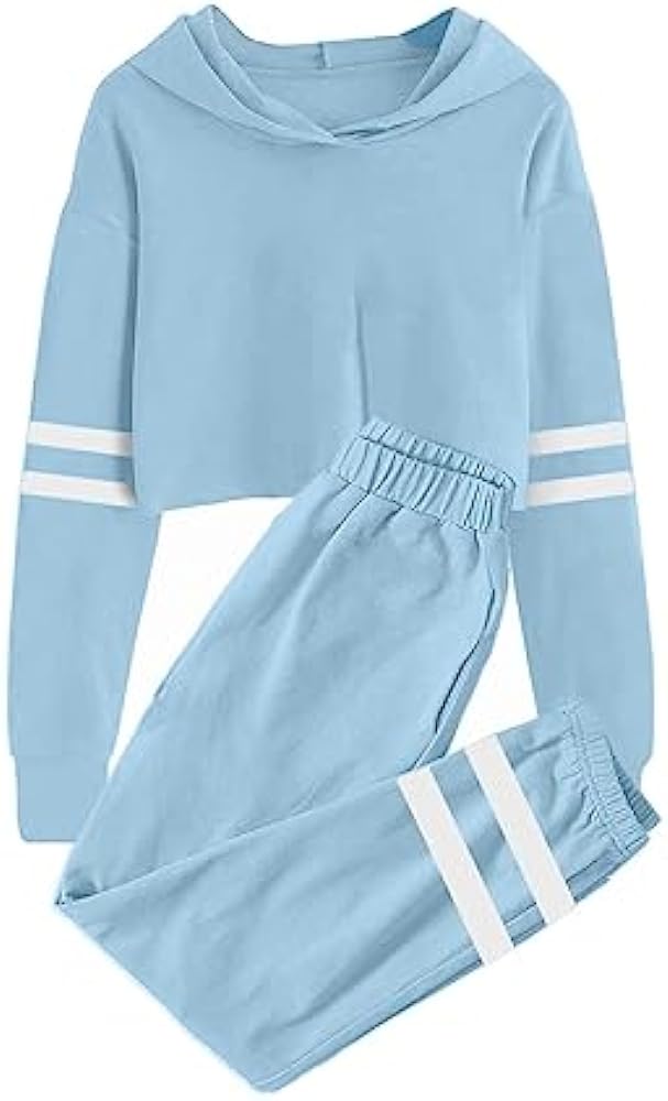 Meikulo Kids 2 Piece Outfits Girls Crop Tops Hoodies Long Sleeve Fashion Sweatshirts and Sweatpants