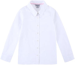 Bienzoe Girls Long Sleeve Shirt: Kids School Uniform Button Down Cotton Oxford Blouse