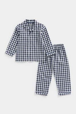 Mothercare Boys EA368 Blue Gingham Woven Pyjamas 2-3Y