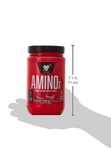BSN AMINOx® Amino Energy Powder for Endurance and Recovery, Effervesent Instantized Amino Acids, Dietary Supplement - Fruit Punch, 435 Grams, 30 Servings
