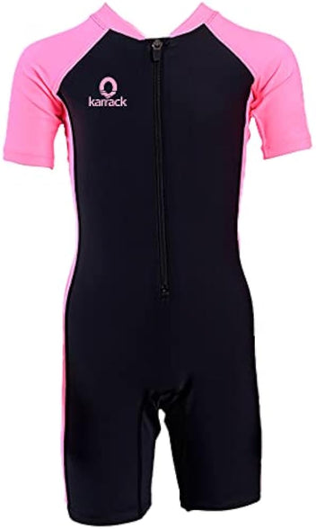 Karrack Girls and Boys One Piece Rash Guard Swimsuit Kid Water Sport Short Swimsuit UPF 50+ Sun Protection Bathing Suits