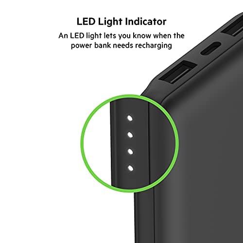 Belkin USB C Portable Power Bank (10000 mAh with 1 Port and 2 A Ports for up to 15W Charging iPhone, Android, AirPods, iPad, More) – Black