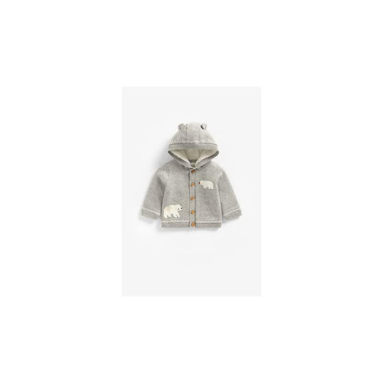 MOTHERCARE Baby Boy Bear Borg-Lined Knitted Hoody