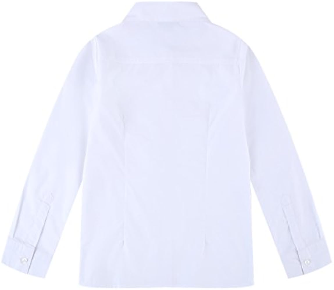 Bienzoe Girls Long Sleeve Shirt: Kids School Uniform Button Down Cotton Oxford Blouse