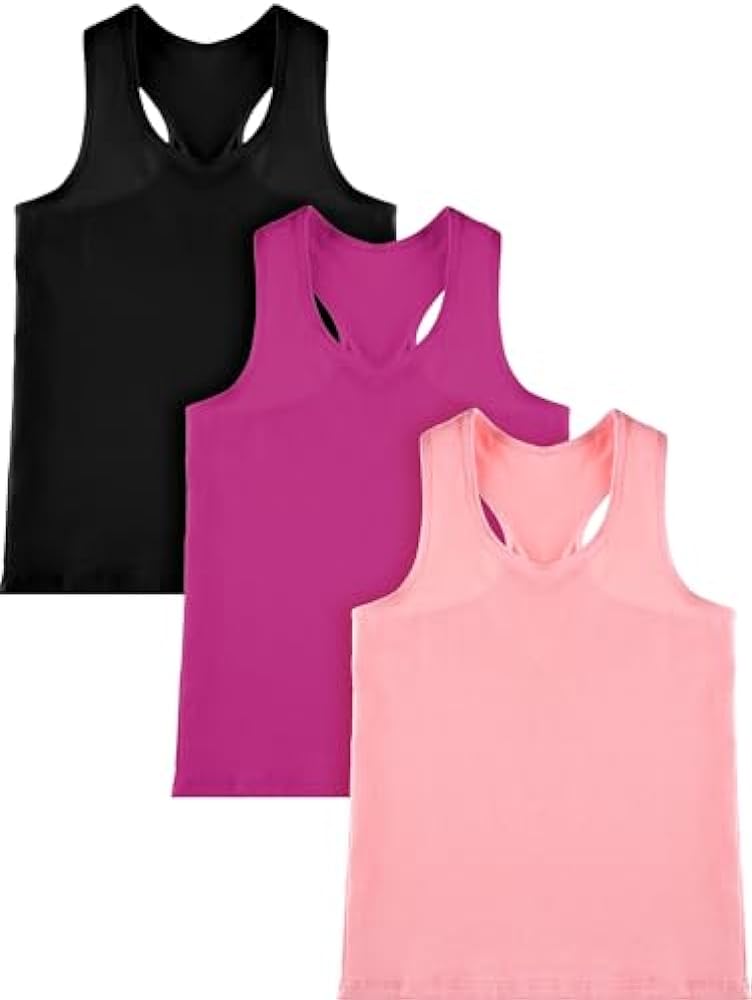 3 Pieces Girls Dance Tank Top Racerback Crop Tank Top Sleeveless Dance Top for Ballet Gymnastics Dancewear