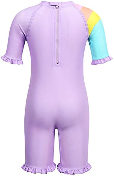 WonderBabe Unicorn/Flamingos Girls UV Swimsuit Kids Sun Protection Swimming Costume One Piece Round-Neck Swimwear Rash Guard Bathing Suit Surfing Sunsuit 1-8 Years