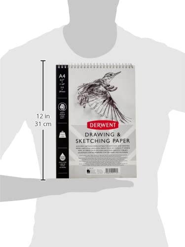 Derwent Sketch Pad A4 Portrait, Drawing & Writing, 30 Sheets, Acid-Free Paper, Wirebound Spine, Professional Quality, 2300139