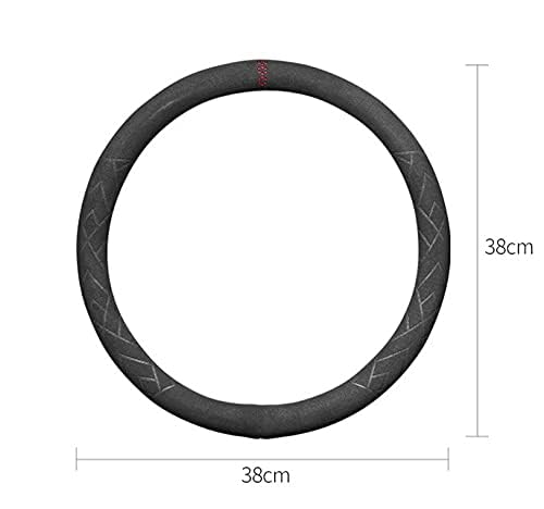 Car Suede Leather Steering Wheel Cover,Not hot Hands in Summer,Universal Size 38cm 15inch,Breathable, Non-Slip,Durable(Dark Gray))