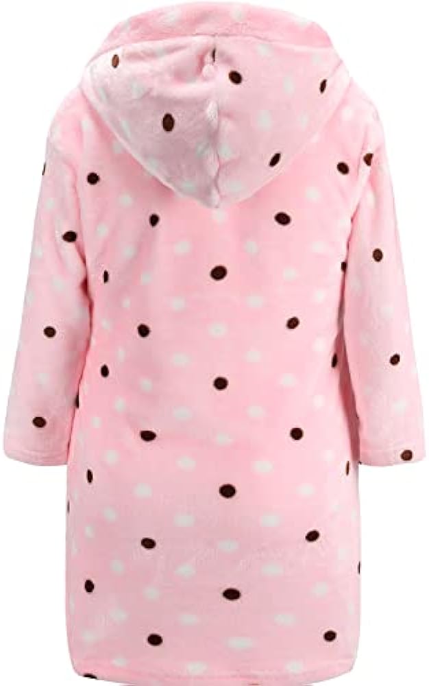 Kids Hooded Bathrobe Girls Soft Plush Hooded Flannel Pajamas Sleepwear Boys Spa Robe