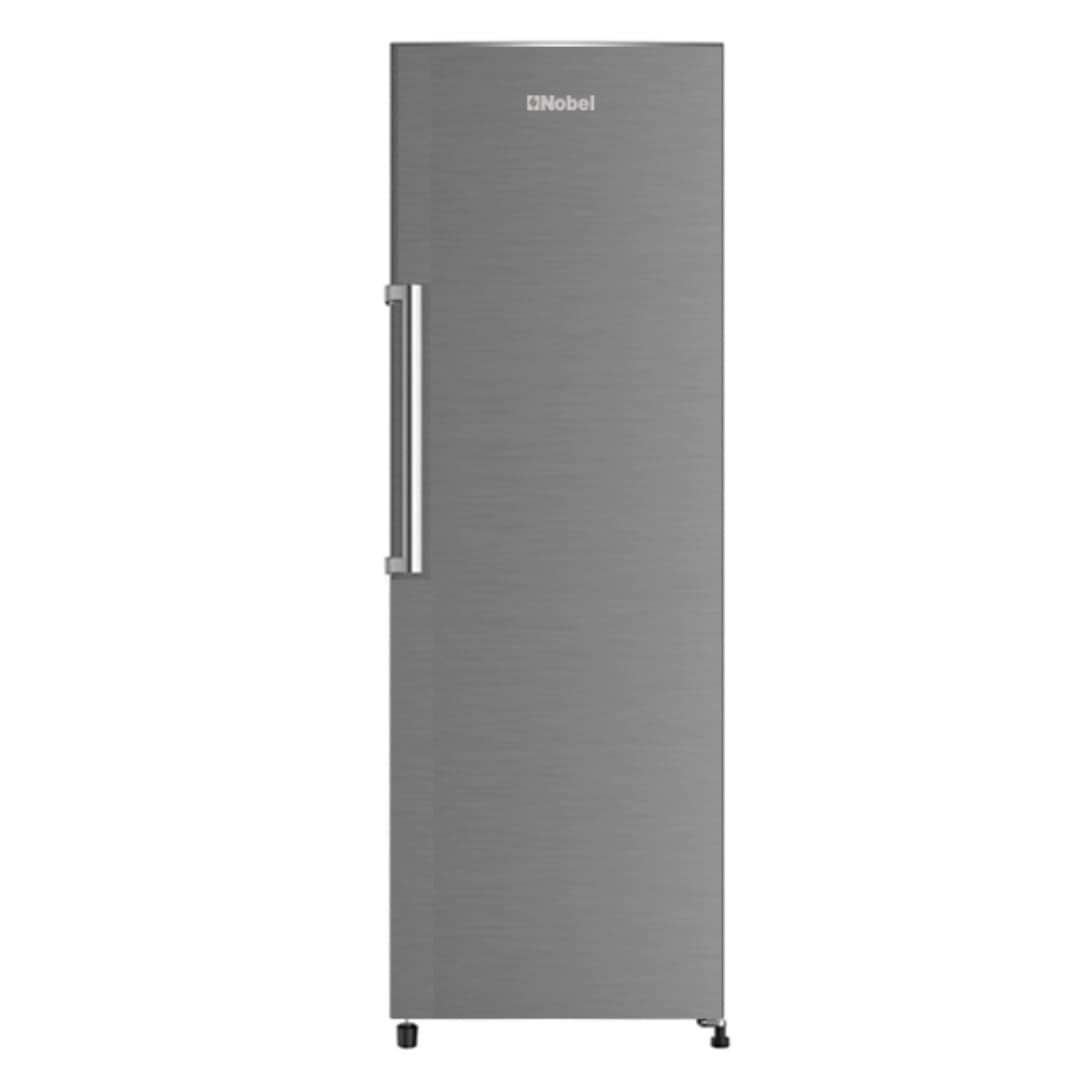 Nobel Single Door Upright Freezer 300 Litres Gross, 235 Litres Net Capcity, Defrost, 7 Drawers, 1 Ice Box, Lock & Key, R600a, 59.6 x 59.5 x 174.4 (W x D x H) cm, Silver, NUF350