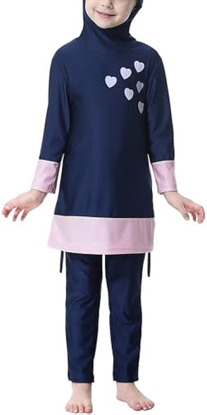 Maeau Muslim Swimsuit for Kids Girls Full Cover Islamic Bathing Suit Hijab Burkini Swimwear