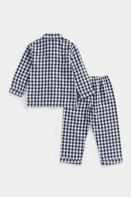 Mothercare Boys EA368 Blue Gingham Woven Pyjamas 2-3Y