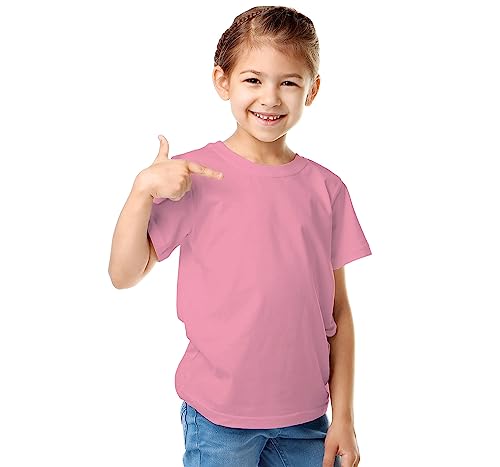 Qamiset Kids Size Blank Round Neck T Shirts 100% Cotton for Children Girls Boys Teens Toddlers Unisex Empty O-Neck T-Shirt Regular Fit Plain Solid Color T Shirt Crew Neck Tees 1Y