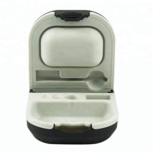 Hearing Aid Case with Battery Storage Slot Hard Small 0.59"*2.44"*1.57",Silicone Cushion, for ITE, BTE Hearing Aids Black GPFATTRY (White Interior)