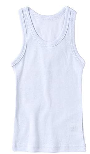 EveryOne Boys Cotton 100% white Tank Top Undershirt vest for school uniform, Pack of 4 Pcs (13-14 Year)