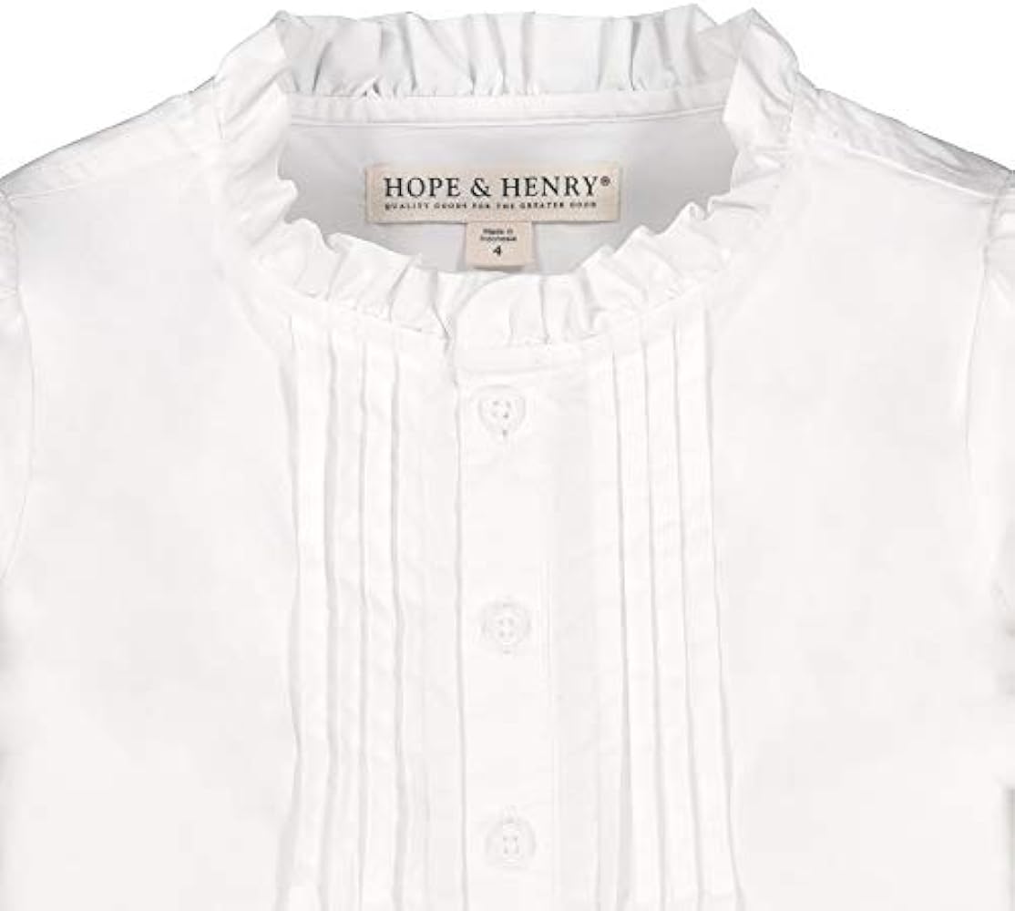 Hope & Henry Girls' Long Sleeve Button Down Pleated Blouse