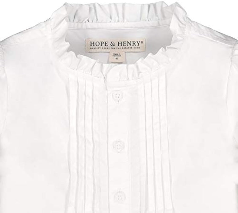 Hope & Henry Girls' Long Sleeve Button Down Pleated Blouse