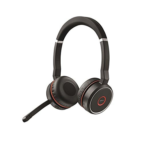 Jabra Evolve 75 UC Wireless Headset, Stereo – Includes Link 370 USB Adapter – Bluetooth Headset with World-Class Speakers, Active Noise-Cancelling Microphone, All Day Battery