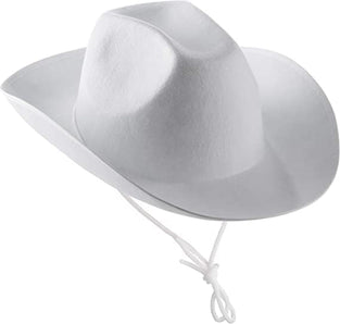 THE WHITE SHOP White Cowboy Hat Felt Cowboy Hats for Women and Men with Adjustable Neck Draw String, for Dress-Up Parties and Play Costume Accessories, fits Most Teens and Adults/White