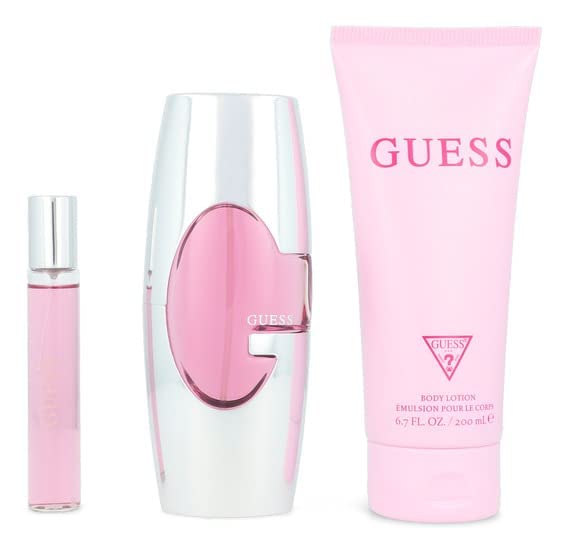 GUESS Pink 3 Pieces Gift Set For Women - 75 ml EDP+ 200 ml Body Lotion +15 ml Travel Spray