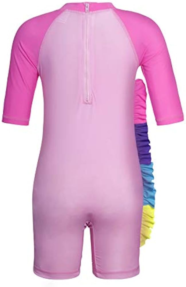 WonderBabe Unicorn/Flamingos Girls UV Swimsuit Kids Sun Protection Swimming Costume One Piece Round-Neck Swimwear Rash Guard Bathing Suit Surfing Sunsuit 1-8 Years