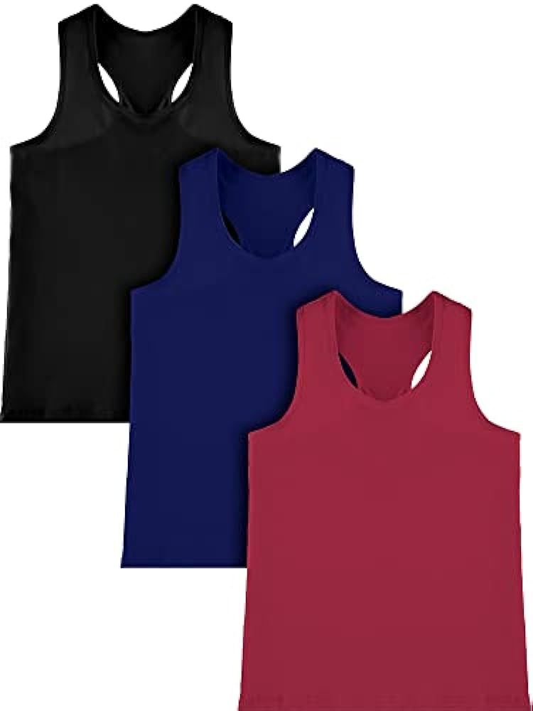 3 Pieces Girls Dance Tank Top Racerback Crop Tank Top Sleeveless Dance Top for Ballet Gymnastics Dancewear